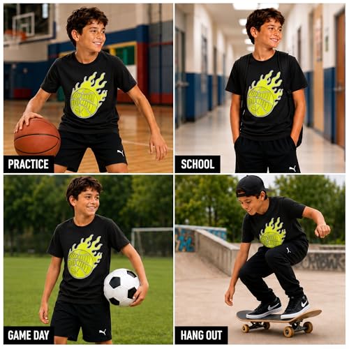 Image of PUMA Boys T-Shirts Athletic Crewneck Short Sleeve Tees (Sizes S-XL) | Soft Breathable Cotton Blend, Comfortable Casual Fit, Great for School, Play & Everyday Wear