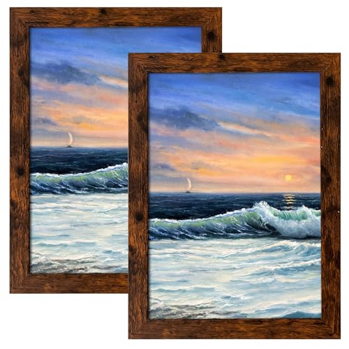 Image of LUCKYLIFE 5x7 Picture Frame Dark Brown for Wall Mounting or Tabletop Display, 2 Pack