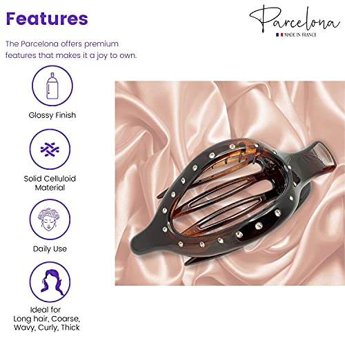 Pinza para cabello Parcelona French Elite con diseño de concha carey y cuerpo de celuloide para volumen y sujeción fuerte sin deslizamiento miniatura 3