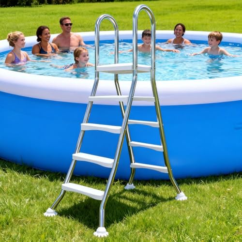 Escalera para piscina elevada doble cara 4 pasos acero inoxidable miniatura 2