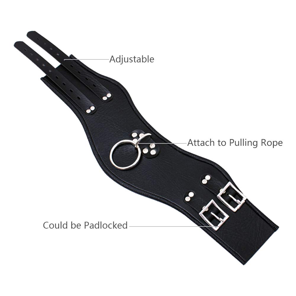 SXOVO Fetish Collar Ajustable SM Bondage Collares, corsé de cuello bloqueable con junta tórica y cadena