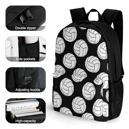 Supdreamc Rucksack Anti-Theft Multipurpose Large Capacity Carry On Bag - Black And White Volleyball Ball Travel Hiking Bag & Day Pack With Side Pockets3