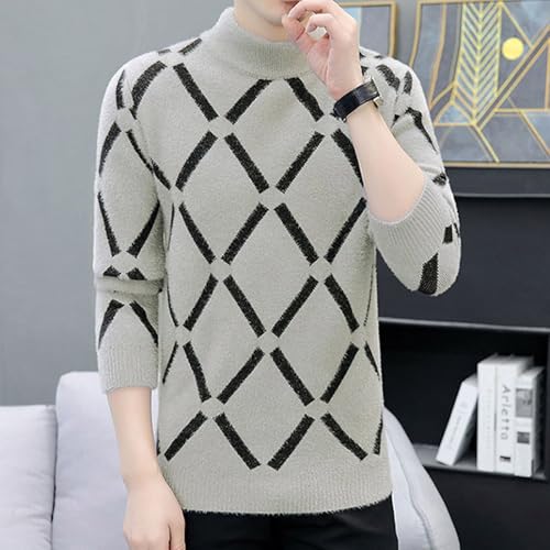 Cambkatl Men's Mock Neck Sweaters - Loose Fit Crewneck Graphic Soft Knitted Pullovers Long Sleeve Jumper Tops3