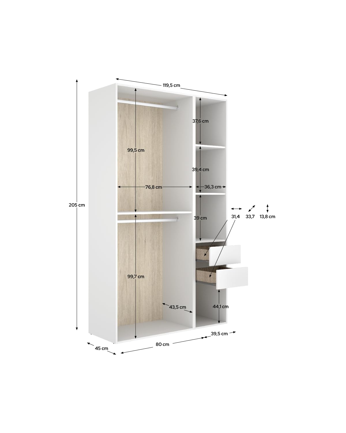 DEKIT Grupo RIMOBEL-Conjunto Armario-VESTIDOR con Trasera Reversible