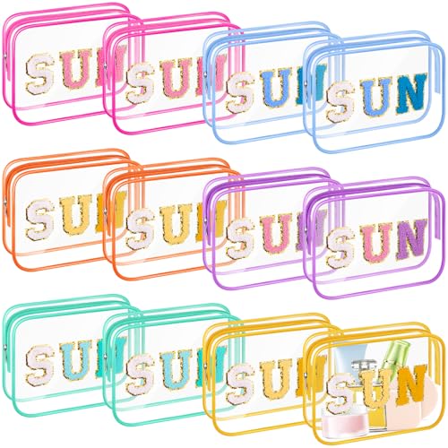Kacctyen 12 Pcs Clear Sun Makeup Bags Bulk Sunscreen Pouches Cosmetic Bags