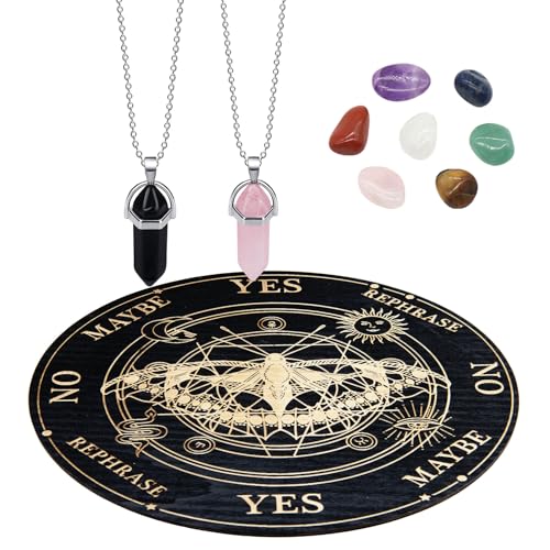 Knana Pendulum Board Dowsing Divination, Pendulum Board with Crystal Dowsing and Crystal Stones, Pendulum Board Set, Witchcraft Wiccan Altar Supplies Set, 8 Inch (Butterfly)