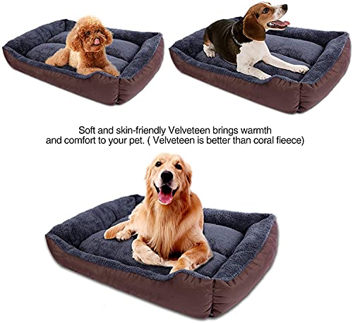 Image of Royal Pets Cart Washable Dog Bed XXL Size - Soft Pet Bed for Dogs, Fiber Cushion, Grey & Brown, (95L x 73W x 22H cm)
