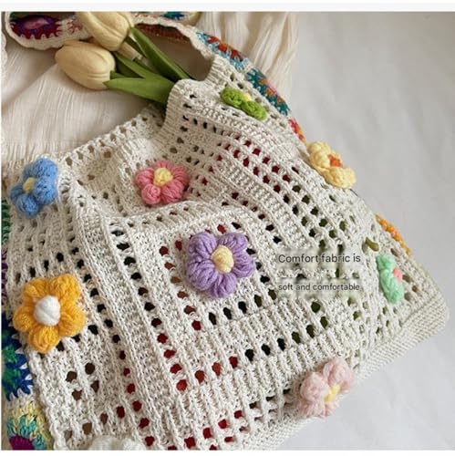 Women's Boho Embroidery Crossbody Bag Hollow Out Crochet Knit Shoulder Bag Knited Bag Handbag Summer Beach Tote4