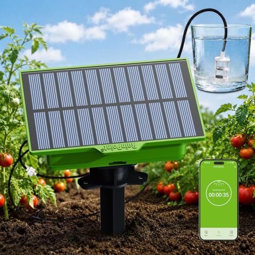 RainPoint WiFi Solar Drip Irrigation System Smart Automatic Plant Watering Kit with App Control Solar & USB-C Tap-Free Watering System for Balcony Backyard & Container Garden Plants 10-15 Plants