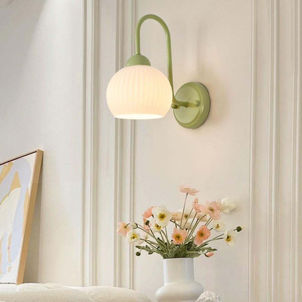 Aplique de pared de cristal de estilo nórdico, pantalla de lámpara de pared personalizada de una sola cabeza, lámpara de pared de techo con base E27, accesorios de iluminación de decoración