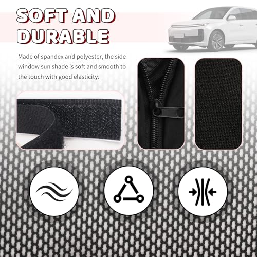4PCS Front/Rear Car Window Shades for Side Window with Zipper,Breathable Mesh Car Windows Screens for Camping & Privacy Protection & Sun Protection,Upgraded Cars Shades for Side Windows by wedfish - Used condition - Image 5