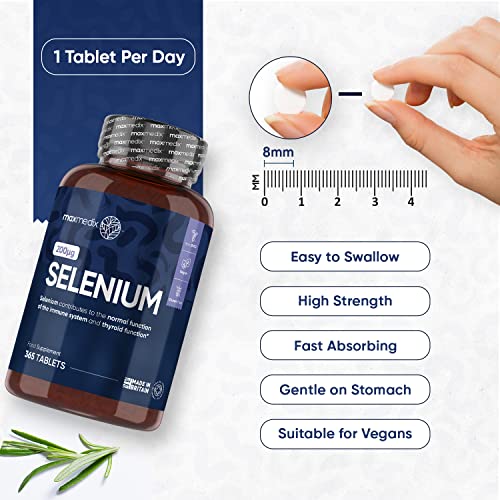Selenium-200mcg-365-Selenium-Tablets-1-Year-Supply-Yeast-Free-Selenium-Supplements-L-Selenomethionine-Natural-Immune-System-Thyroid-Supplements-Hair-and-Nail-Supplements-for-Women-Men