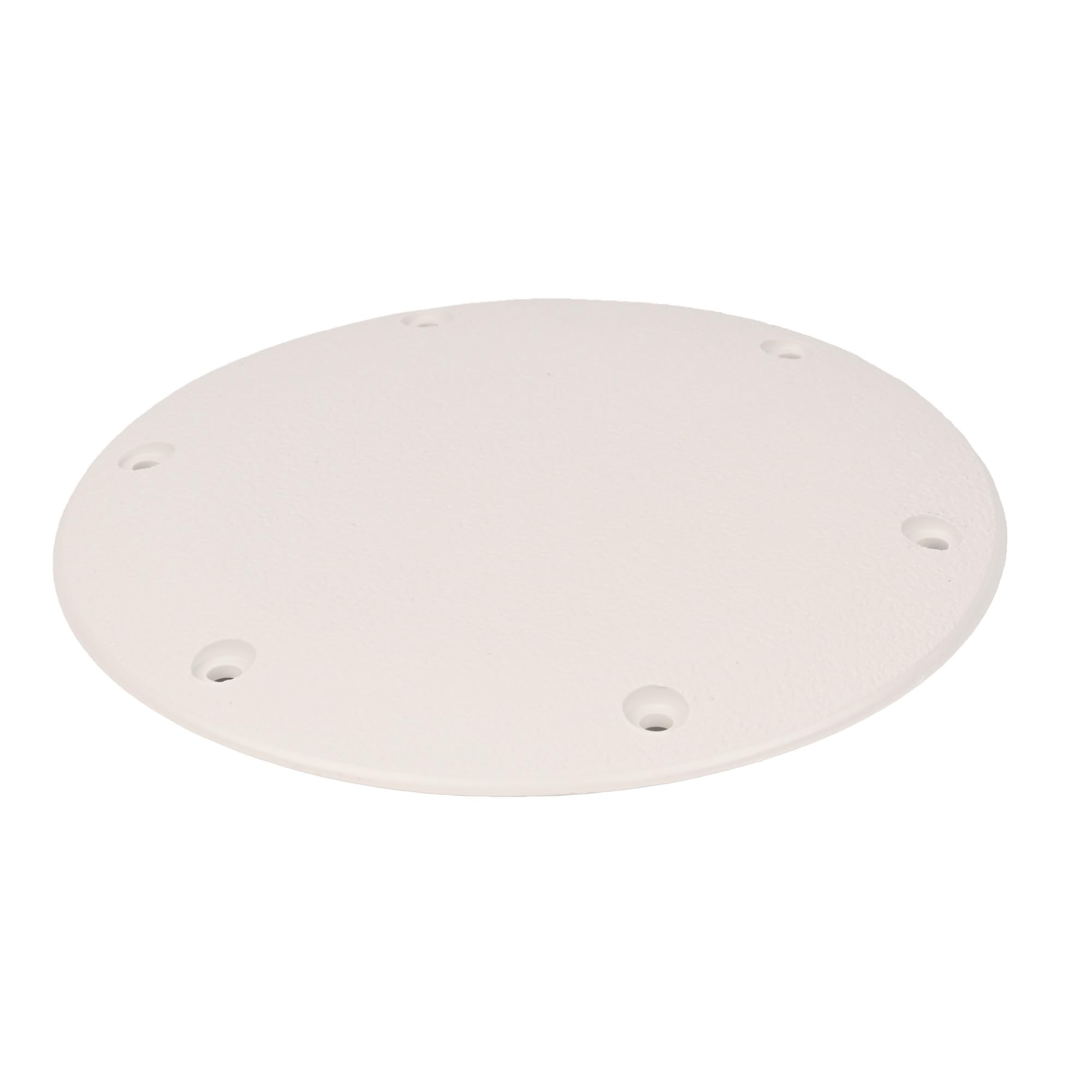 T.H. Marine Designer Series Screw-Down Deck Plate – 6-Inch White, Textured & Flanged For Secure Fit