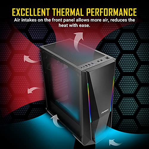 Image of Antec NX310 Mid-Tower ATX Computer Cabinet /Gaming Case | 3 USB Ports with 1 x 120mm ARGB Fan in Front and 1 x 120mm Fan in Rear