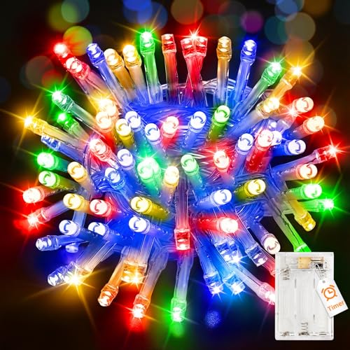 Peasur Lichterkette Batterie mit Timer, 10M 100 LED Bunt Weihnachten...