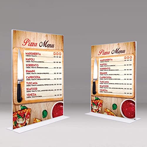 Image of Shuban Acrylic Sign Holder Table Sign Holder Double Sided T Shape Clear Plastic Desktop Display Holder Vertical Menu Stand Sign Holders for School, Office, Hotel, Party (04 X 6 Inch -4Pcs)