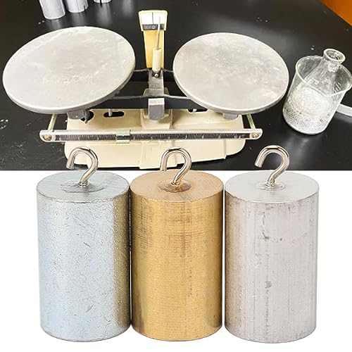 Image of 3Pcs Metal Density Blocks,Metal Block Cylinder Set with Hooks, Copper, Iron, Aluminum for Density Investigation, Specific Gravity,Collectible,Specific Heat Experiment