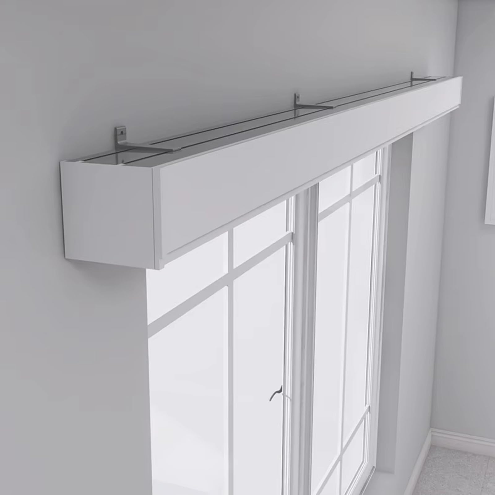 Metalowy system szyn typu "trzy w jednym" – pręt k i falbana na suficie lub na ścianie 2,6 m / 8,5 ft idealny do dekoracji sypialni, salonu, biura.