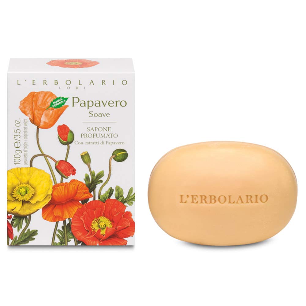 Erbolario - PAPAVERO SOAVE - Confezione Regalo in Scatola Originale (Bagnoschiuma 250 ml, Crema Corpo 300 ml, Profumo50 ml, Sapone 100 gr) + in OMAGGIO 2 Tisane Viropa