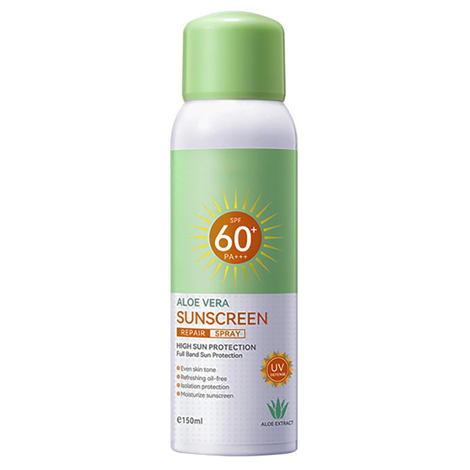 NALACAL Aloe Vera Sunscreen Spray, Daily Sunscreen, Lightweight Sunscreen, SPF60+ PA+++ UVA/UVB Repair Refreshing Moisturizing Waterproof Sweat Resistant, for A Smooth Complexion, 150ml / 5.07fl.oz