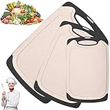 Tablas para Cortar, MCSWSEE Juego de 3 Tablas de Cortar con Asas Antideslizantes, Tablas para Picar de Plástico Paja de...