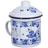 Tazze da caffè in porcellana: pratiche tazze per l'acqua in smalto, ed eleganti, con colori brillanti e una buona sensazione al tatto, non facili da rompere e deformare, tazze in porcellana con coperchio