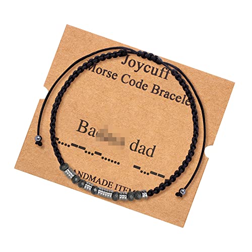 Image of JoycuFF Inspirational Morse Code Bracelets for Women Men Birthday Christmas Gifts for Daughter Mom Dad Sister Aunt Boys Jewelry Encouragement Adjustable Beaded Wrap Bracelet