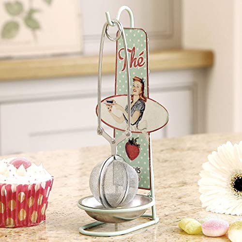 Dibor - French Style Accessories For The Home Vintage Retro francés Jardin de Thes colador de té con dispensador H17 cm