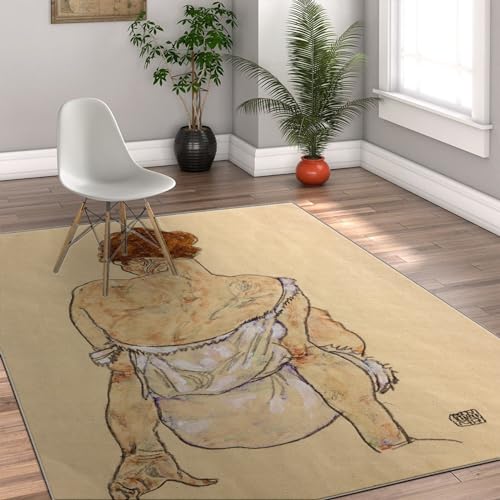 Tapis Egon Schiele femme en slip vue arrière tapis d'art lavable haut de gamme - 4