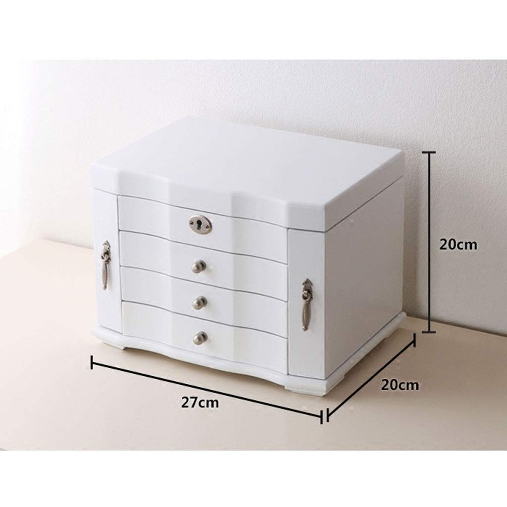Joyero Joyero Mediano Joyero de Madera Natural Organizador de Joyas de Madera Natural con Cerradura y Regalo de Llave para niñas o Mujeres, Organizador de joyero Blanco