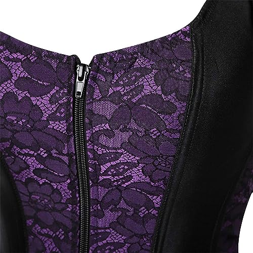 Image of Women's Lace up Gothic Jacquard Shoulder Straps Tank Overbust Shaper Corset Bustiers Top