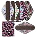 Teamoy 6pcs 14 Inch Cloth Sanitary Pads, Reusable Feminine Menstrual Pad Heavy Flow Cloth Pads with Charcoal Bamboo Absorbency Layers, Flamingo