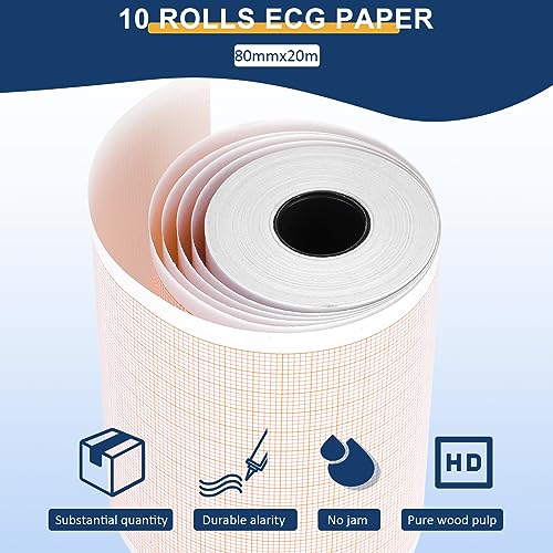 Healthible EKG Paper - 10 Rolls Papel De Electrocardiograma,Paper EKG,ECG Paper Roll,Papel para Hacer Electrocardiograma 80mmx20m
