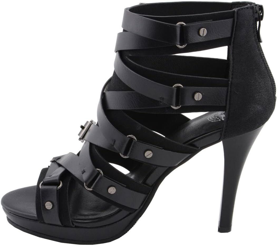 Milwaukee Performance MBL9451 Women's Black Stiletto Heeled Sandals with Ankle Strap - 10