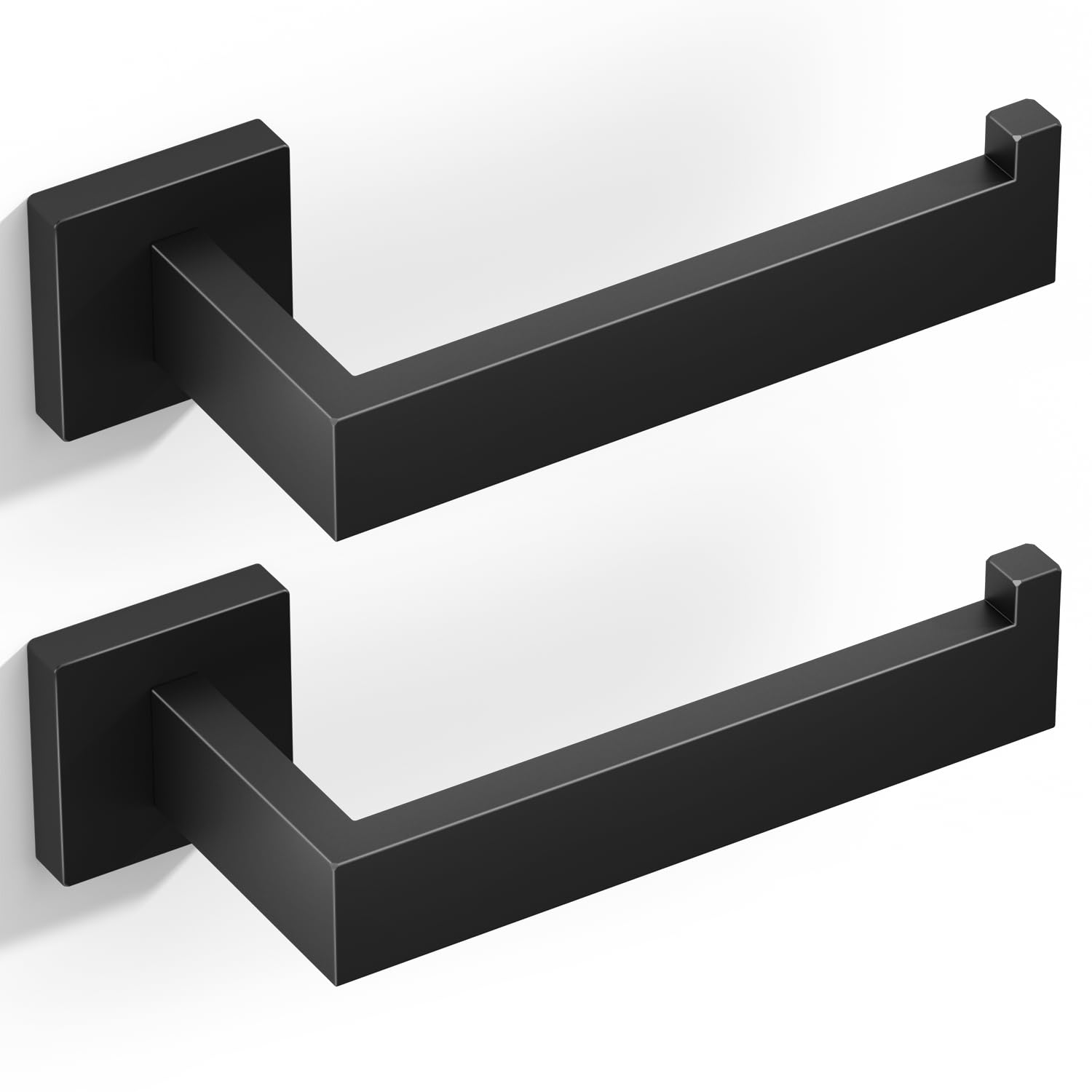 HITSLAM Matte Black Toilet Roll Holder Wall Mounted SUS 304 Stainless Steel Toilet Paper Holder for Bathroom Rustproof Waterproof Rotateproof Toilet Tissue Holder Square 2 Pack