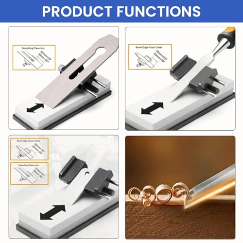 Image of Serplex Chisel Sharpening Jig for 1 /4 inch to 2 inch Chisels and 1-3 /8 inch to 3-1 /8 inch Planer Blades, Sharpening Guide Honing Guide Adjustable Angle Precision, for Woodworking & Carving Tools