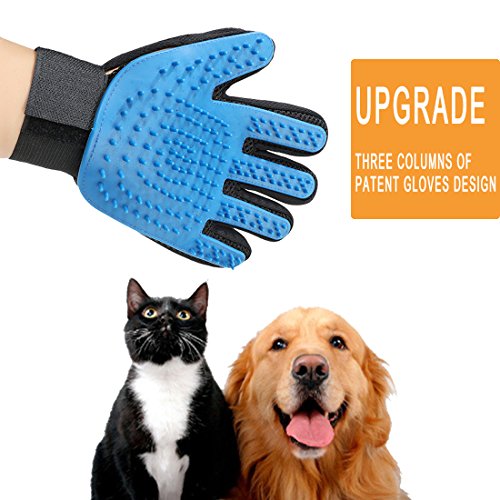 Pet Grooming Glove for Dogs and Cats Hair Remover Brush Gloves Gentle and Efficient Fur Deshedding Mitt, Upgrade and Patent (1 Pack Left Hand-Upgrade)