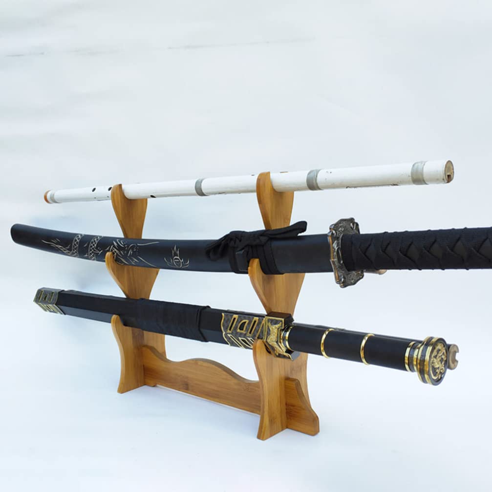 Vaguelly Elegant Flute Display Rack 5-tier Bamboo Stand Sword Holder Musical Instrument