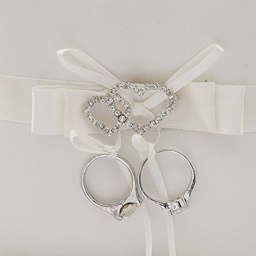 Awtlife Doppelherz Strass Hochzeitsring Kissen, elfenbeinfarben 17,8 cm