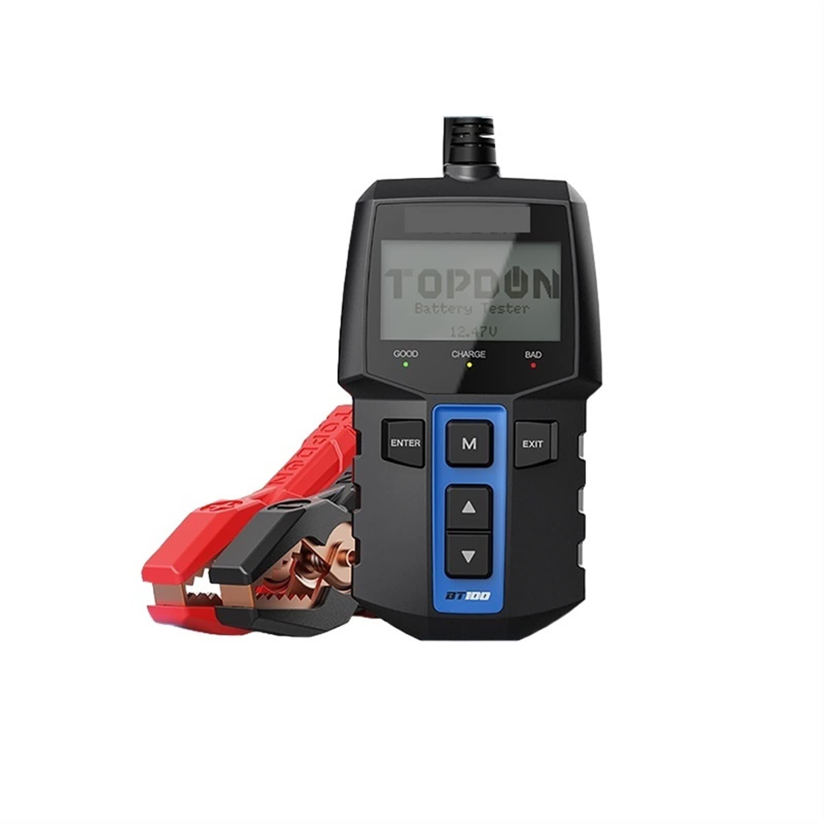 Probador de batería, BT100 Analizador del cargador probador de batería coche 1 2V 2000cca Testamento la prueba voltaje que carga las herramientas