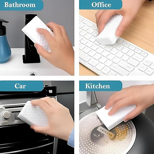 Image of Magic Cleaning Sponge Eraser Pack of 4 | Multi Purpose Cleaning Block for Wall Marks, Tile Stains, Kitchen Surfaces, Bathroom Cleaning, Shoe Soles & Household Dirt | Water Activated Cleaning Sponge
