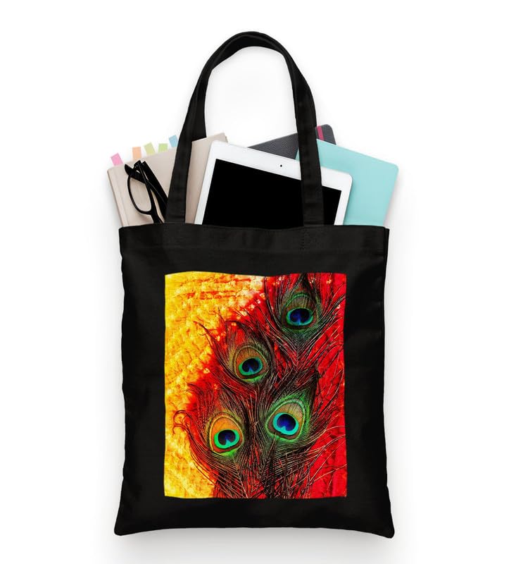 Peacock Canvas Printed Tote Bag For Women | Zipper & Pouch | Shopping/Grocery Bag | Multi-Purpose Bag | Reusable Eco-Friendly Cotton Handbags, Canvas Tote Bags For College(TB27)-image-23