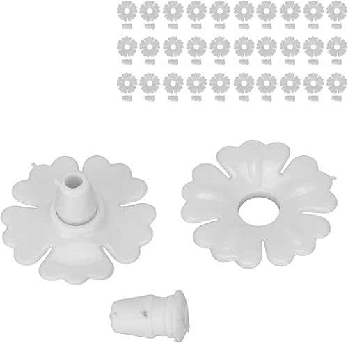 Miniatura 4 de Juego de 30 comederos colgantes para colibrí, flores, puertos de alimentación de pájaros, repuesto para exteriores, suministros de jardín (blanco)