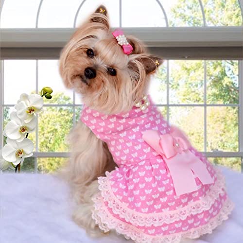 Saia Estampada P/Cães Gatos Roupinha Pet Rosa Borboleta G
