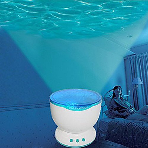 IDS Ocean Daren Wave Light Projector Speaker, 3.5mm Audio Jack and Built-In Speakers, Blue LED