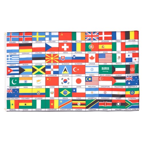 AZ FLAG Bandeira mundo 70 países 150 x 90 cm - bandeira das nações do mundo 90 x 150 cm