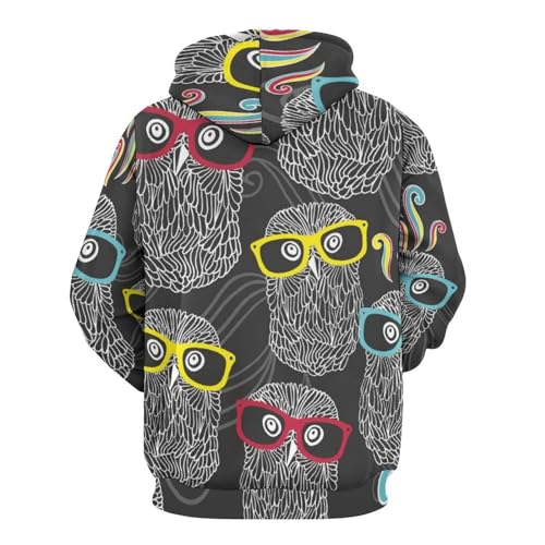 Pull hibou en dessin animé UMENG sweat-shirt manches longues S