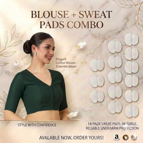 Image of Studio Shringaar Women's Cotton Stretchable (Smocked) Readymade Saree Blouse