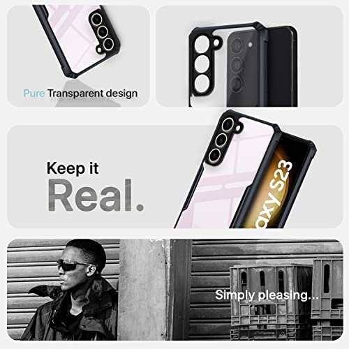 Image of Pikkme Samsung Galaxy S23 5G Back Cover | Crystal Clear Transparent Back | Ultra Hybrid | Full Camera Protection | Raised Edge | Bumper Back Case (Black)