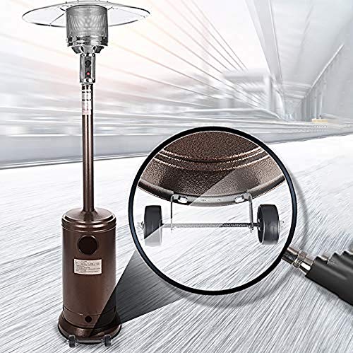 Bloomn Patio Heater Propane Gas Portable Commercial Outdoor Heater 48000 BTU Floor Standing with Wheels for Garden Wedding,Party (Brown)
